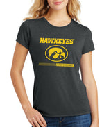 Women's Iowa Hawkeyes Premium Tri-Blend Tee Shirt - Hawkeyes with Oval Tigerhawk - Expect Excellence