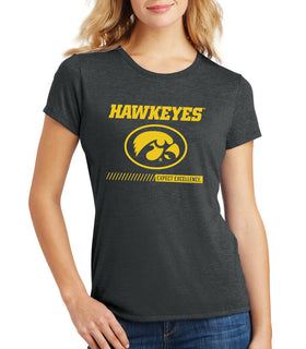 Women's Iowa Hawkeyes Premium Tri-Blend Tee Shirt - Hawkeyes with Oval Tigerhawk - Expect Excellence
