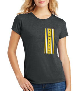 Women's Iowa Hawkeyes Premium Tri-Blend Tee Shirt - Vertical Stripe with HAWKEYES