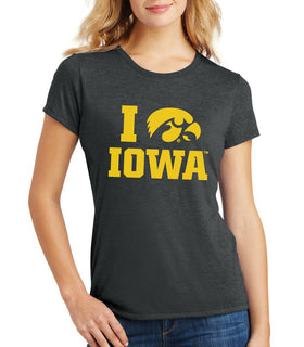 Women's Iowa Hawkeyes Premium Tri-Blend Tee Shirt - I Love IOWA