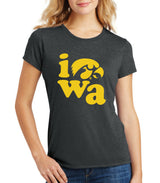 Women's Iowa Hawkeyes Premium Tri-Blend Tee Shirt - Iowa Stacked