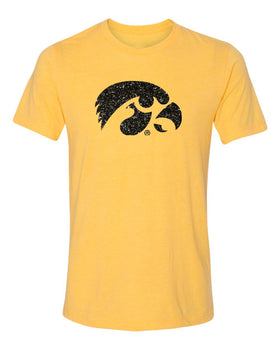 Women's Iowa Hawkeyes Premium Tri-Blend Tee Shirt - Tigerhawk Logo in Black Glitter
