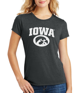 Women's Iowa Hawkeyes Premium Tri-Blend Tee Shirt - Arched IOWA with Tigerhawk Oval