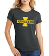 Women's Iowa Hawkeyes Premium Tri-Blend Tee Shirt - Block I with HAWKEYES