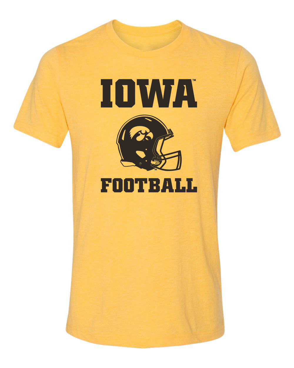 Women's Iowa Hawkeyes Premium Tri-Blend Tee Shirt - Iowa Football Helmet on Gold