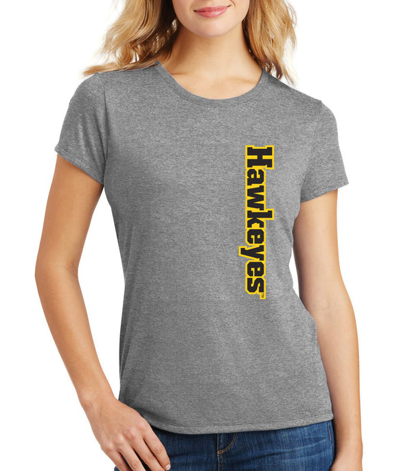 Women's Iowa Hawkeyes Premium Tri-Blend Tee Shirt - Vertical Offset Hawkeyes on Gray