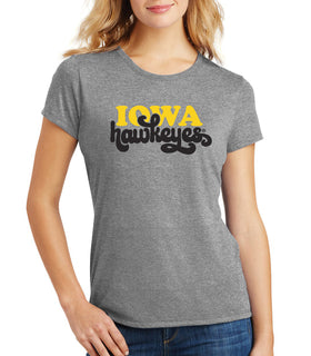 Women's Iowa Hawkeyes Premium Tri-Blend Tee Shirt - Retro Iowa Script Hawkeyes