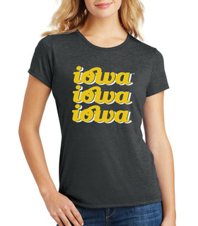 Women's Iowa Hawkeyes Premium Tri-Blend Tee Shirt - iowa x 3