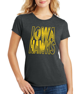 Women's Iowa Hawkeyes Premium Tri-Blend Tee Shirt - Iowa Hawks Football Image