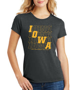 Women's Iowa Hawkeyes Premium Tri-Blend Tee Shirt - Diagonal Echo Iowa