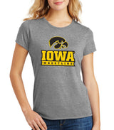 Women's Iowa Hawkeyes Premium Tri-Blend Tee Shirt - Iowa Wrestling Black and Gold