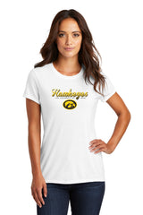 Women's Iowa Hawkeyes Premium Tri-Blend Tee Shirt - Script Hawkeyes Full Color Fade Oval Tigerhawk
