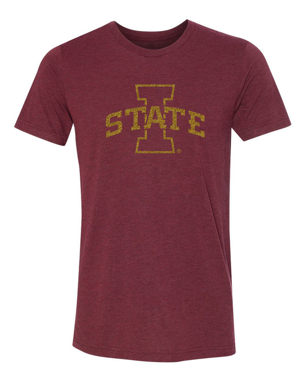 Women's Iowa State Cyclones Premium Tri-Blend Tee Shirt - I-State Logo in Gold Glitter