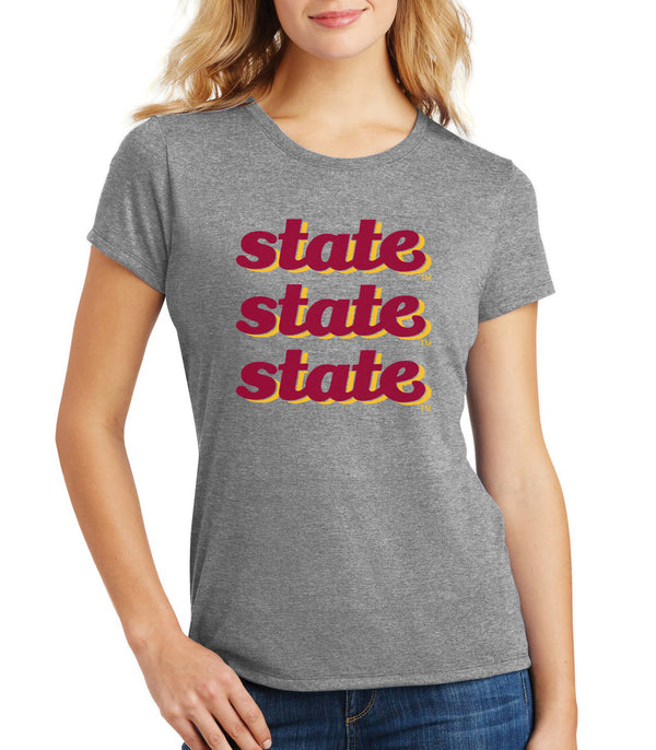 Women's Iowa State Cyclones Premium Tri-Blend Tee Shirt - State x 3