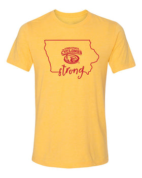 Women's Iowa State Cyclones Premium Tri-Blend Tee Shirt - Cyclones Strong State Outline