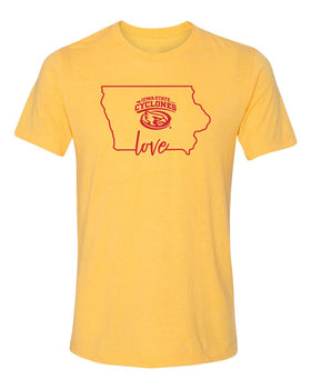 Women's Iowa State Cyclones Premium Tri-Blend Tee Shirt - Cyclones Love State Outline