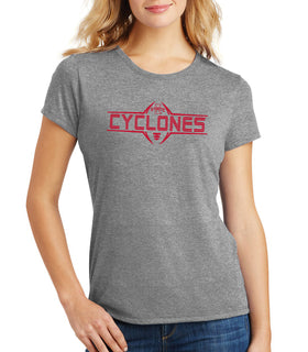 Women's Iowa State Cyclones Premium Tri-Blend Tee Shirt - Striped CYCLONES Football Laces