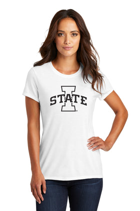 Women's Iowa State Cyclones Premium Tri-Blend Tee Shirt - I-State Primary Logo White Out