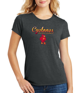 Women's Iowa State Cyclones Premium Tri-Blend Tee Shirt - Script Cyclones Full Color Fade with Cy