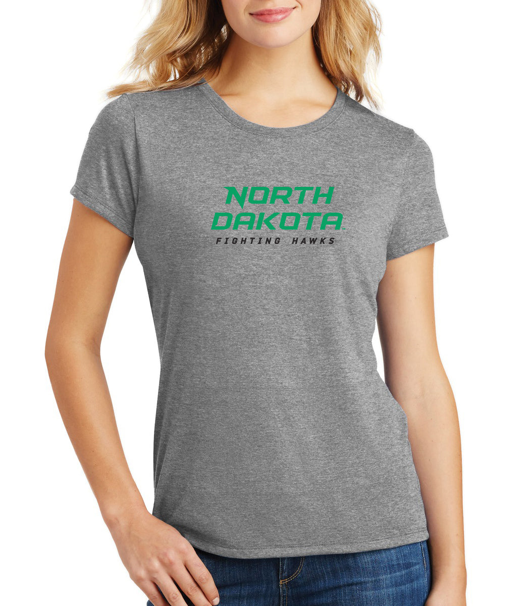 Women's North Dakota Fighting Hawks Premium Tri-Blend Tee Shirt - Official Stacked UND Word Mark