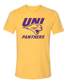 Women's Northern Iowa Panthers Premium Tri-Blend Tee Shirt - Purple UNI Panthers Logo on Gold