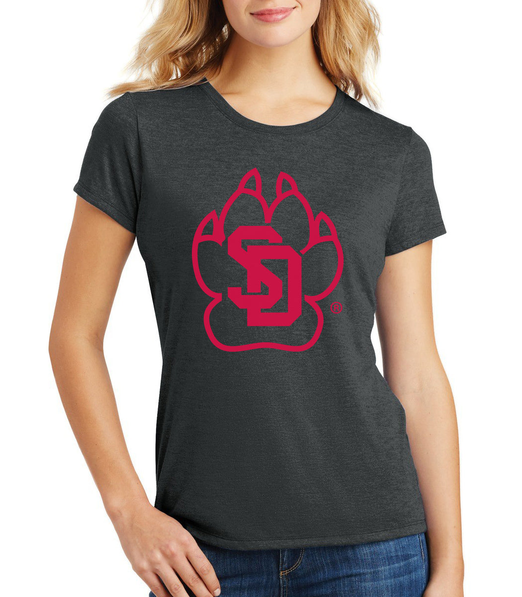 Women's South Dakota Coyotes Premium Tri-Blend Tee Shirt - SD Coyote Paw