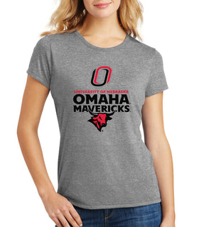 Women's Omaha Mavericks Premium Tri-Blend Tee Shirt - Omaha Mavericks with Bull and Primary Logo on Gray