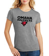 Women's Omaha Mavericks Premium Tri-Blend Tee Shirt - Omaha Mavericks with Bull on Gray