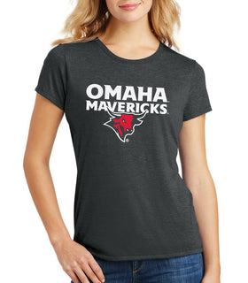 Women's Omaha Mavericks Premium Tri-Blend Tee Shirt - Omaha Mavericks with Bull on Black