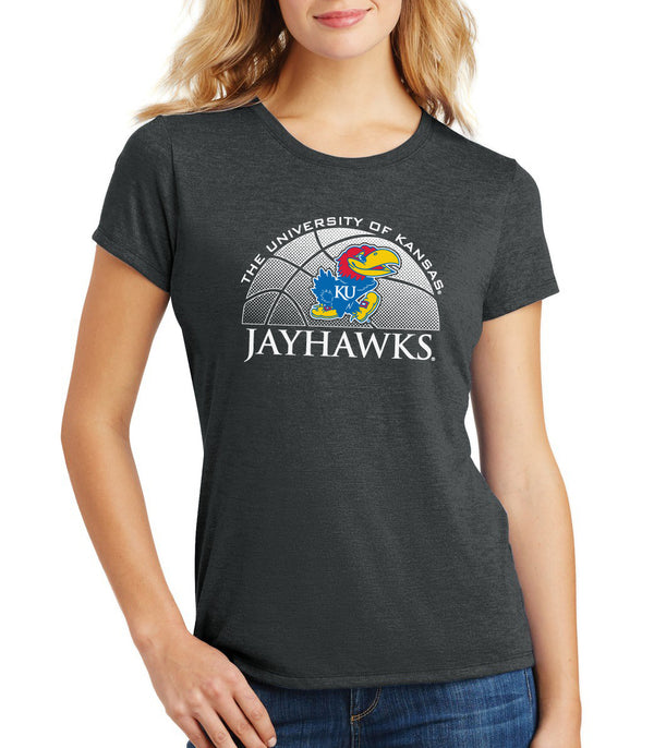 Women's Kansas Jayhawks Premium Tri-Blend Tee Shirt - Kansas Basketball Primary Logo