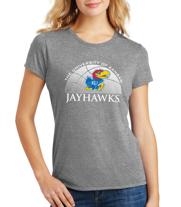 Women's Kansas Jayhawks Premium Tri-Blend Tee Shirt - Kansas Basketball Primary Logo