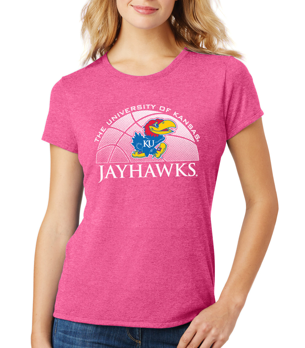 Women's Kansas Jayhawks Premium Tri-Blend Tee Shirt - Kansas Basketball Primary Logo