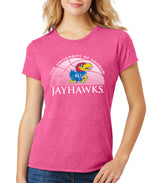Women's Kansas Jayhawks Premium Tri-Blend Tee Shirt - Kansas Basketball Primary Logo