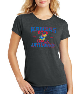 Women's Kansas Jayhawks Premium Tri-Blend Tee Shirt - Rock Chalk Jayhawks