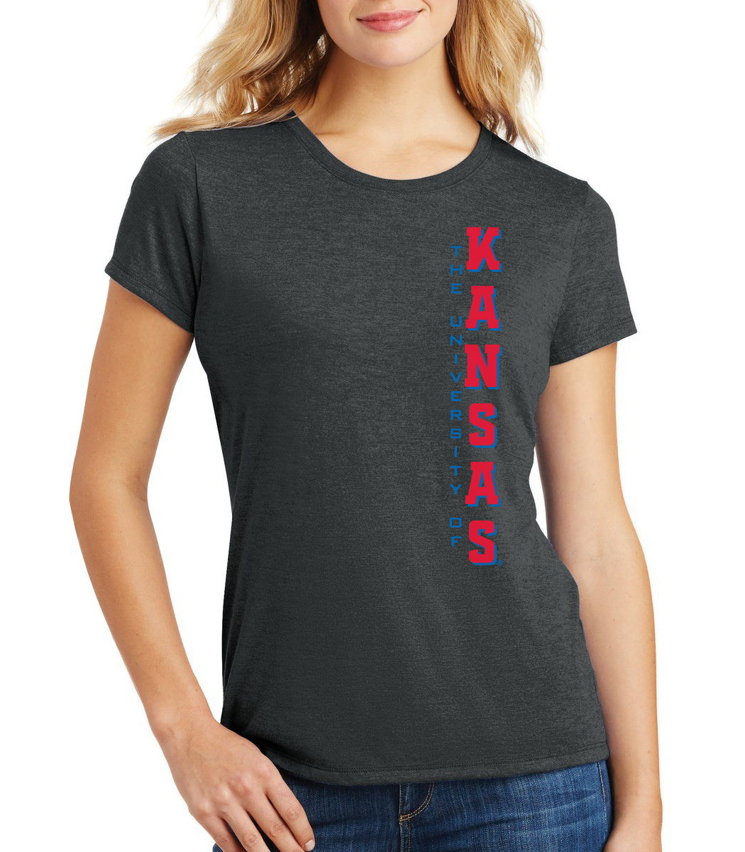 Women's Kansas Jayhawks Premium Tri-Blend Tee Shirt - Vertical University of Kansas
