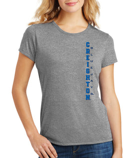 Women's Creighton Bluejays Premium Tri-Blend Tee Shirt - Vertical Creighton Bluejays