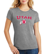 Women's Utah Utes Premium Tri-Blend Tee Shirt - Circle & Feather Logo