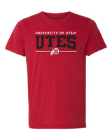 Women's Utah Utes Premium Tri-Blend Tee Shirt - Arch UTES 3 Stripe Logo