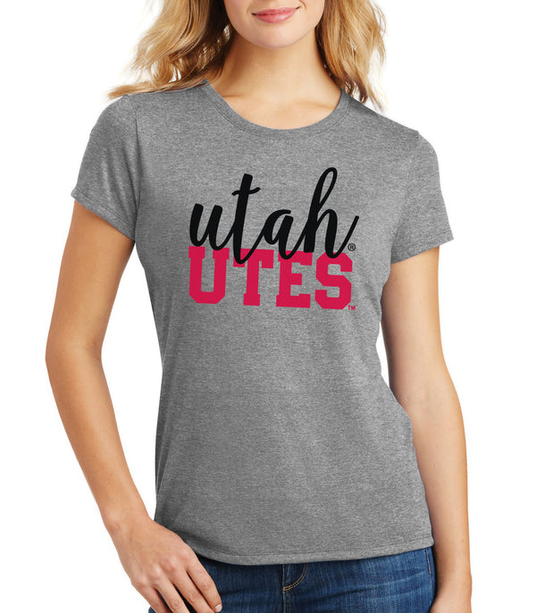 Women's Utah Utes Premium Tri-Blend Tee Shirt - Script Utah Block UTES