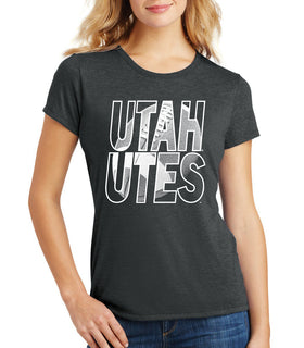 Women's Utah Utes Premium Tri-Blend Tee Shirt - Utah Utes Football Image