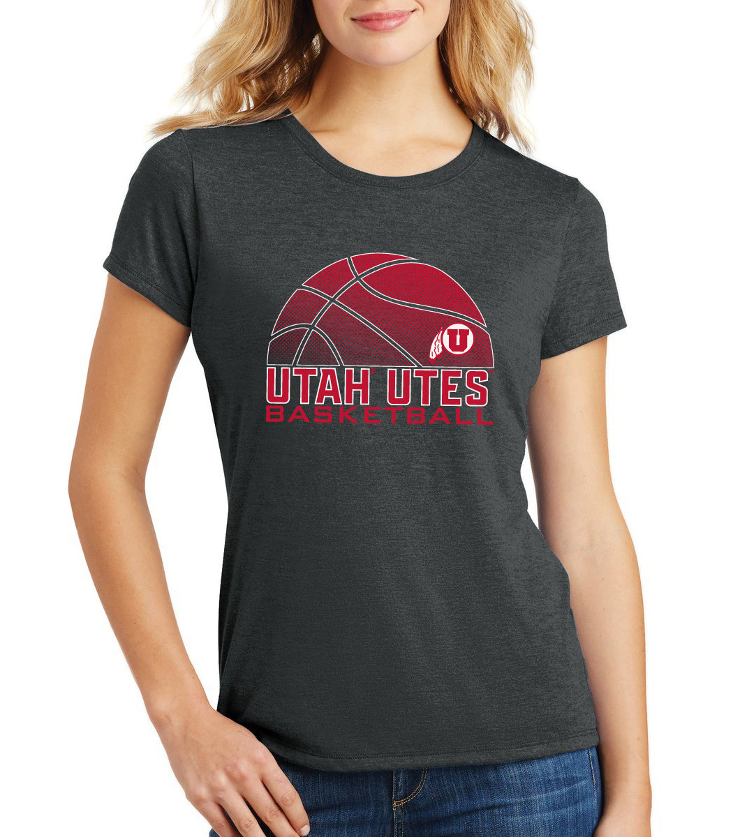 Women's Utah Utes Premium Tri-Blend Tee Shirt - Utah Utes Basketball with Logo