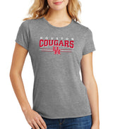Women's Houston Cougars Premium Tri-Blend Tee Shirt - Cougars 3-Stripe UH Logo