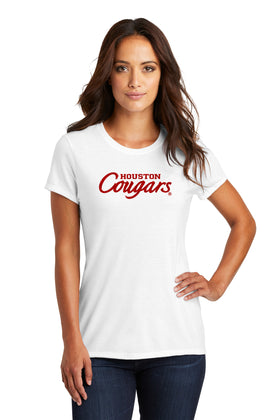 Women's Houston Cougars Premium Tri-Blend Tee Shirt - Red Glitter Script Cougars