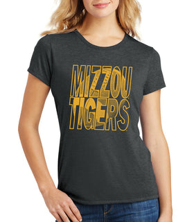 Women's Missouri Tigers Premium Tri-Blend Tee Shirt - Mizzou Tigers Football Image