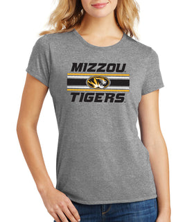 Women's Missouri Tigers Premium Tri-Blend Tee Shirt - Horiz Stripe Mizzou Tigers