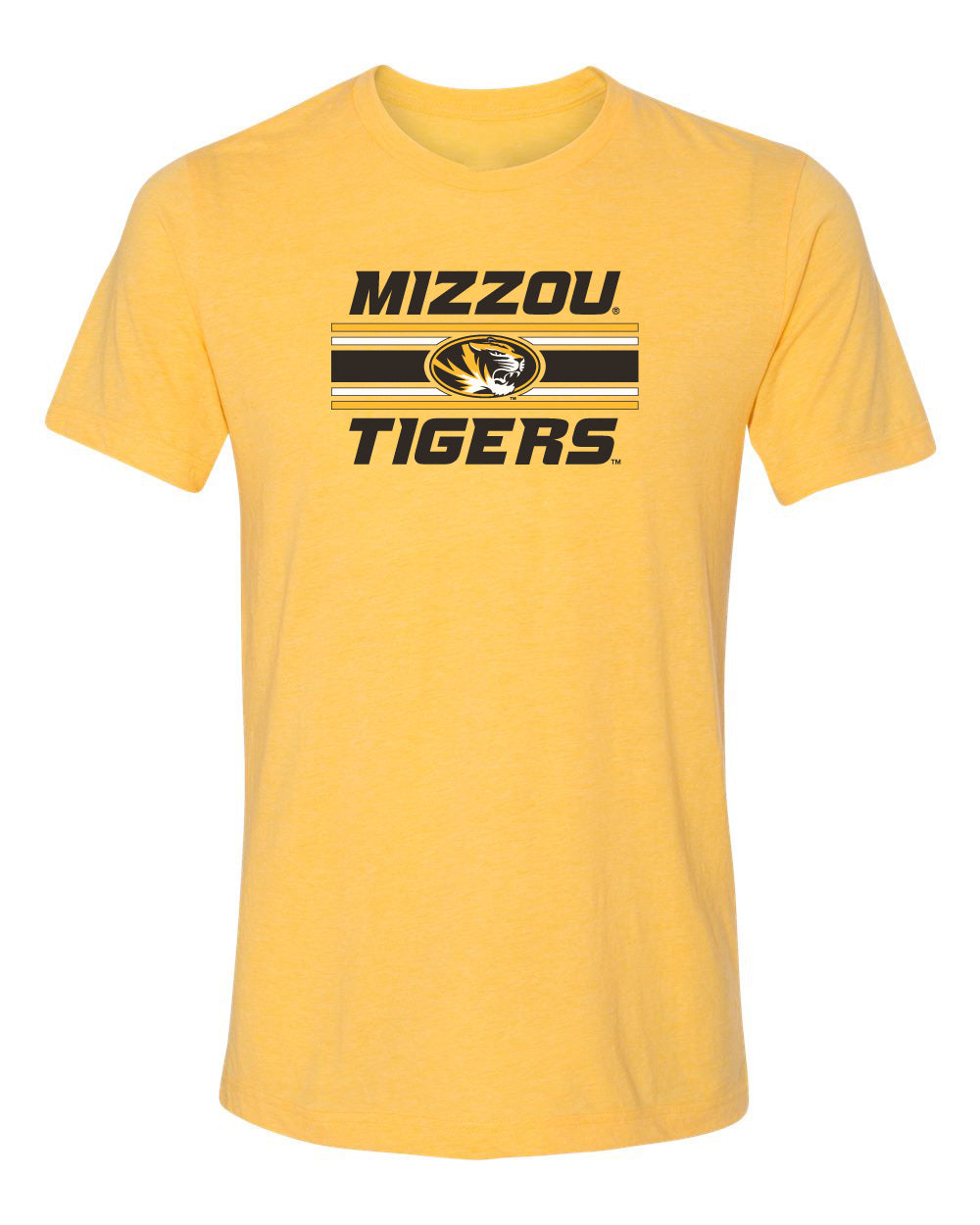 Women's Missouri Tigers Premium Tri-Blend Tee Shirt - Horiz Stripe Mizzou Tigers