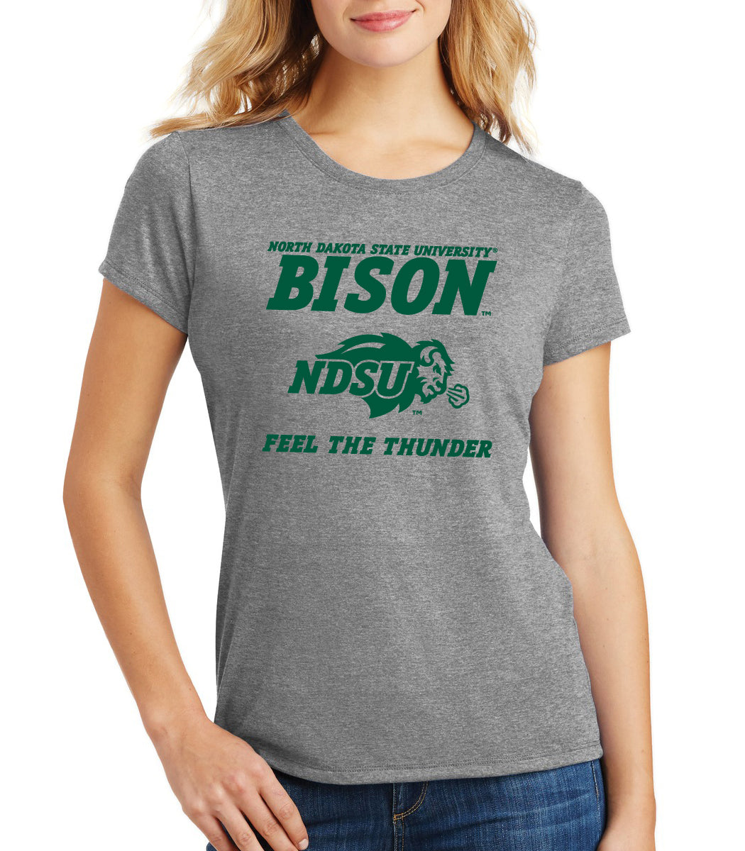Women's NDSU Bison Premium Tri-Blend Tee Shirt - NDSU Bison Feel The Thunder