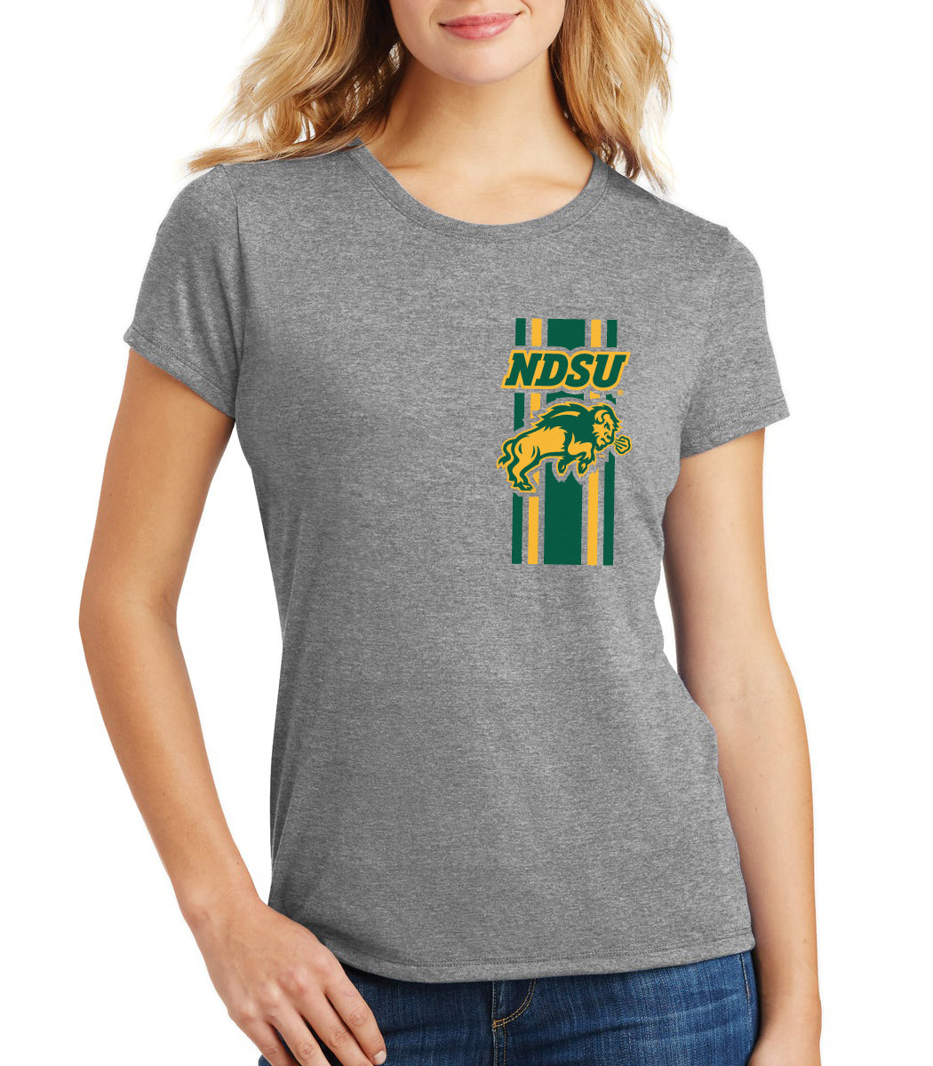 Women's NDSU Bison Premium Tri-Blend Tee Shirt - Bison Logo Vertical Stripe