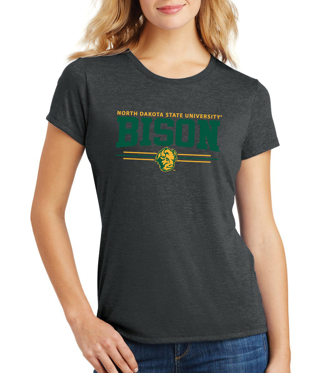 Women's NDSU Bison Premium Tri-Blend Tee Shirt - Bison 3-Stripe
