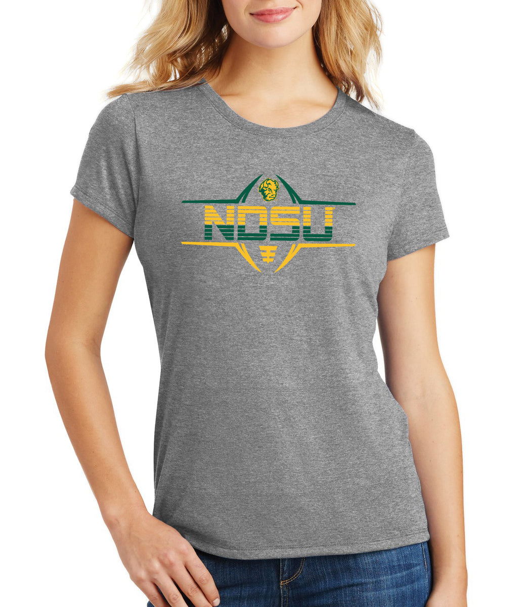 Women's NDSU Bison Premium Tri-Blend Tee Shirt - Striped NDSU Football Laces